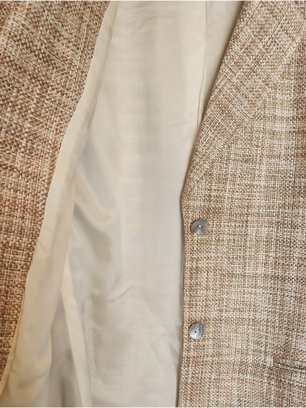 VINTAGE AUSTIN REED LUXURY 100% MATKA SILK TWEED BLAZER TAN QUIET LUXURY 12 - Picture 11 of 11